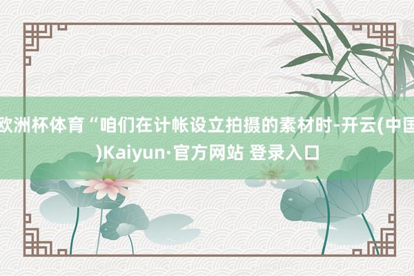 欧洲杯体育“咱们在计帐设立拍摄的素材时-开云(中国)Kaiyun·官方网站 登录入口
