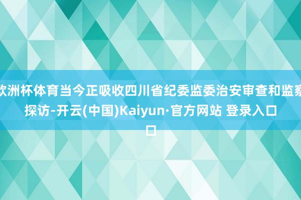 欧洲杯体育当今正吸收四川省纪委监委治安审查和监察探访-开云(中国)Kaiyun·官方网站 登录入口