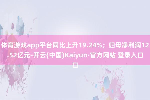 体育游戏app平台同比上升19.24%；归母净利润12.52亿元-开云(中国)Kaiyun·官方网站 登录入口