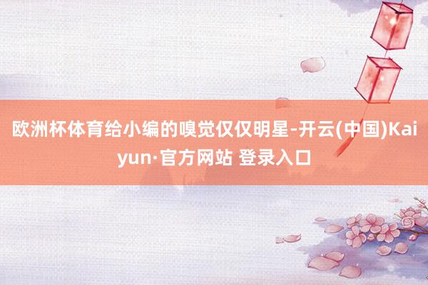 欧洲杯体育给小编的嗅觉仅仅明星-开云(中国)Kaiyun·官方网站 登录入口
