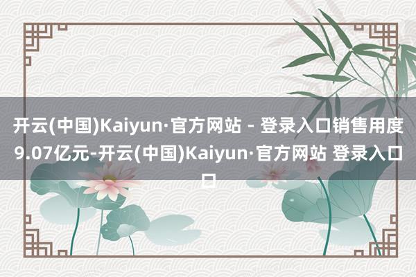 开云(中国)Kaiyun·官方网站 - 登录入口销售用度9.07亿元-开云(中国)Kaiyun·官方网站 登录入口